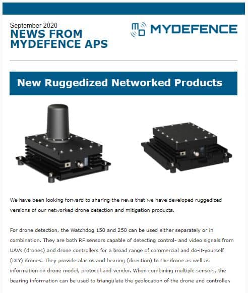 MyDefence newsletter - Ruggedized drone detection and mitigation products